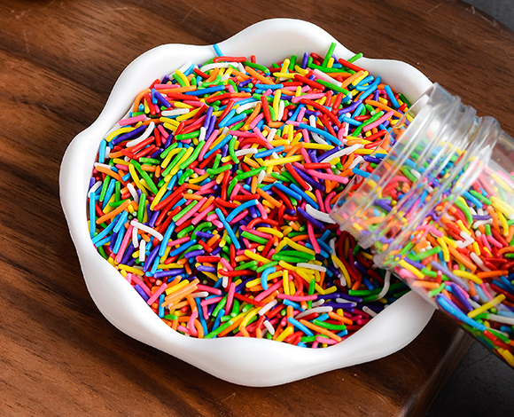 Colored decoration sugar for cake dessert 